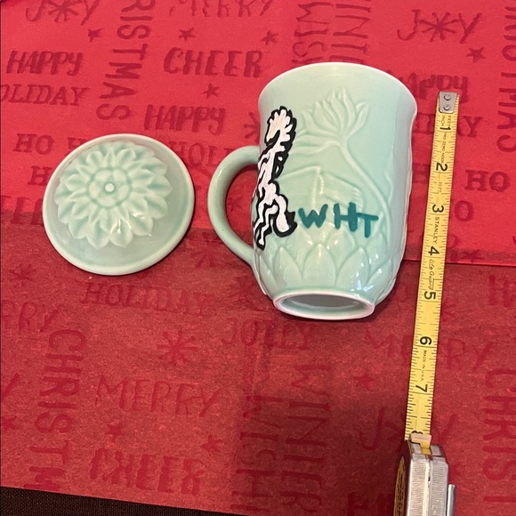 ( 0406) Mint Green Buddha W/ WHT Art Mug with Lid. - Picture 4 of 6
